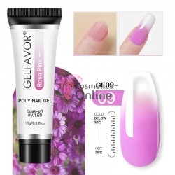 PolyGel UV /LED pentru unghii false GELFAVOR Gel For Nail Extension de 15 ml - GE0909 Rose Pink - Clear